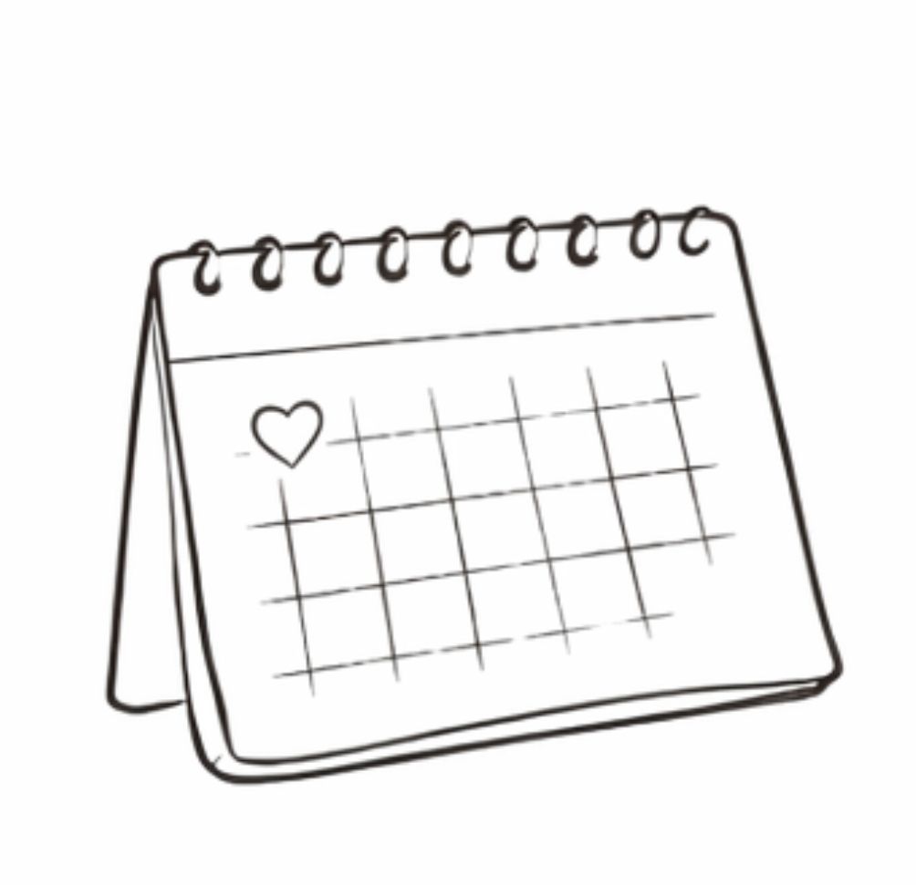 A row of minimalist calendar icons with simple line drawings showing progression from left to right.