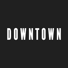 Bold downtown text treatment in white against dark background.
