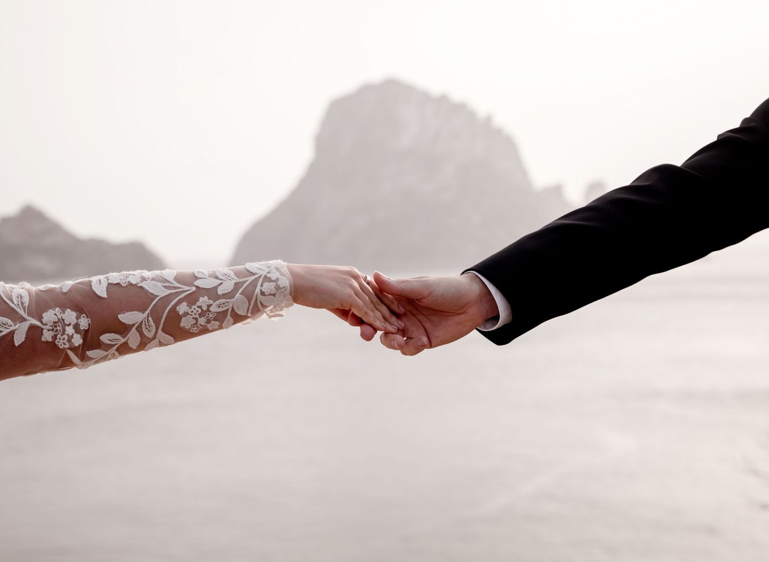 LAS MANOS CON LOS ANILOOS DE BODA Y ES VEDRA DE FONDO