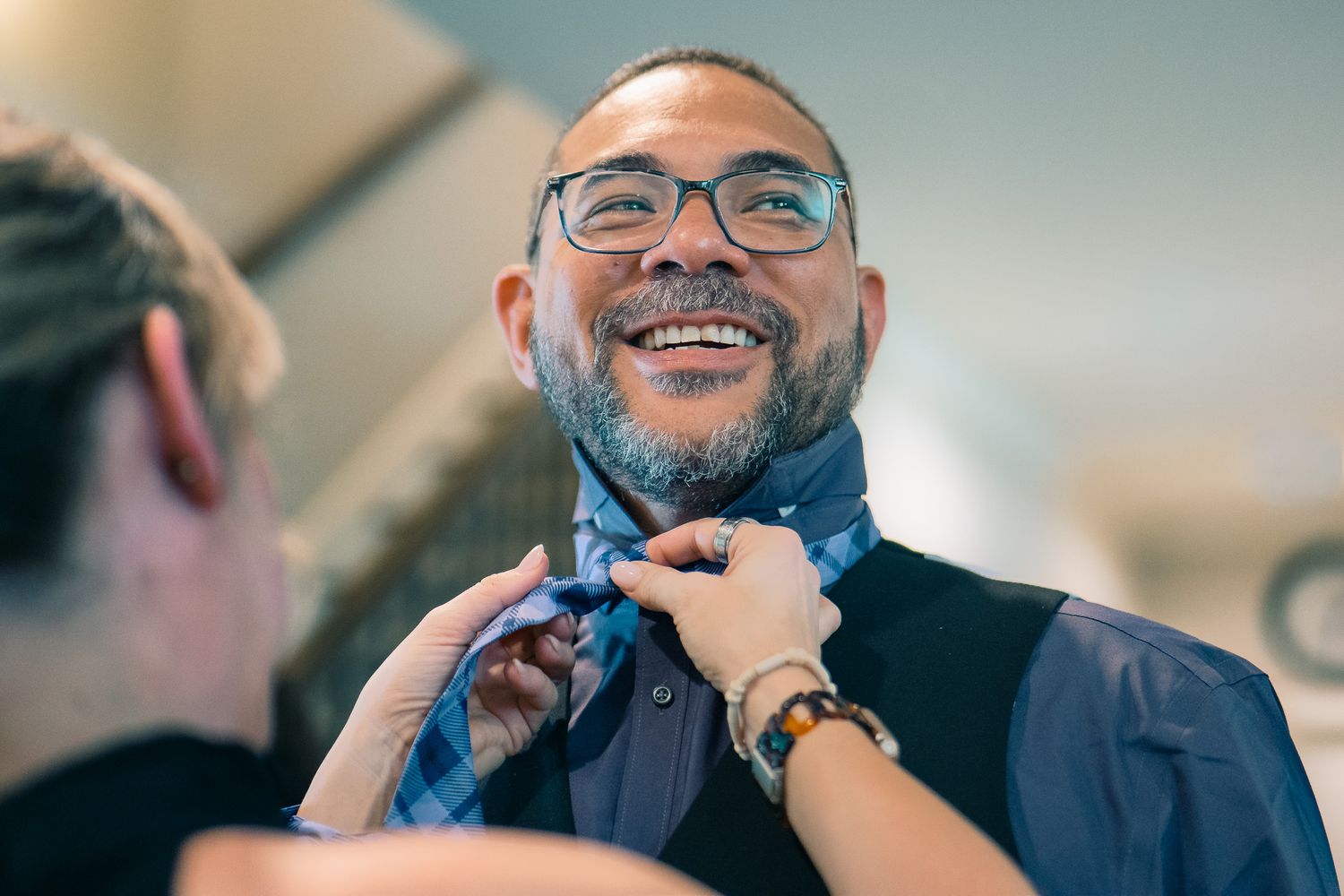 Smiling groom wedding portrait in Marietta Georgia, captured by inclusive Black Atlanta LGBTQ wedding photographer Quinton Cole Media.