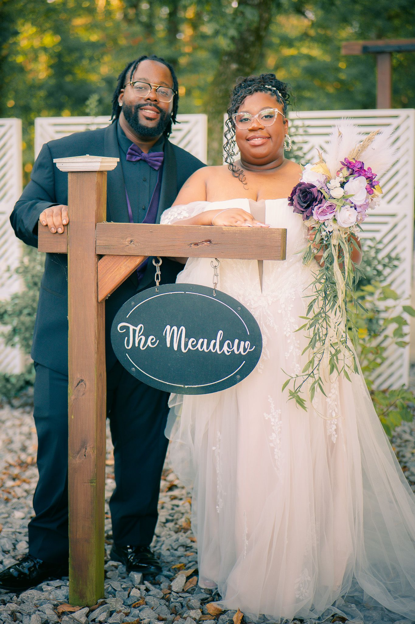 Bride and groom portrait at an outdoor Georgia wedding, captured by Black Atlanta LGBTQ wedding photographer Quinton Cole Media.