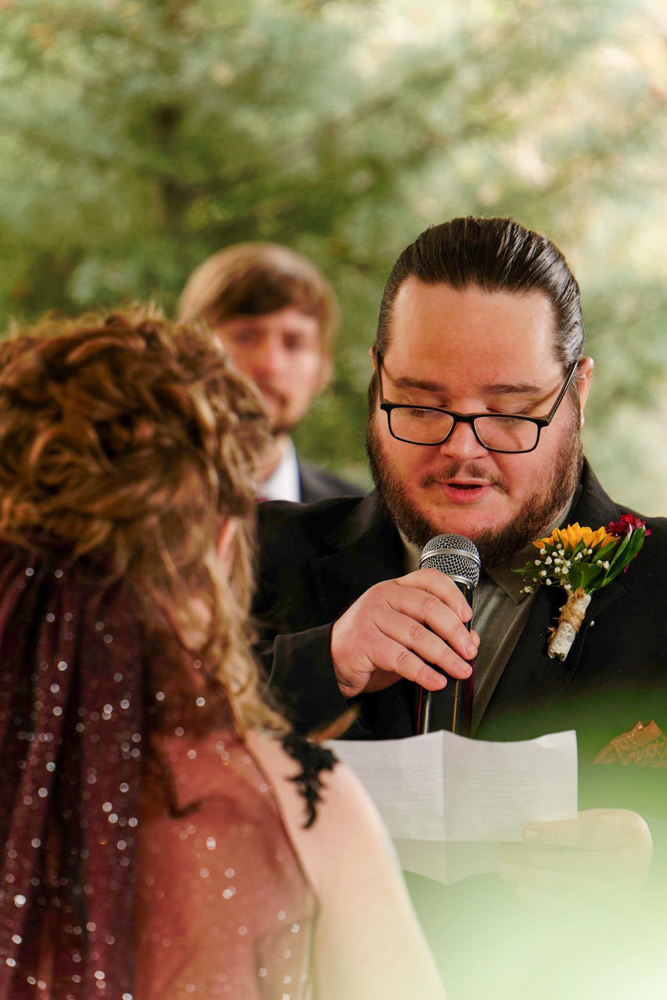 Romantic couples portrait saying vows, beautifully documented by  North GA LGBTQ+ Atlanta wedding and portrait photographer Quinton Cole.