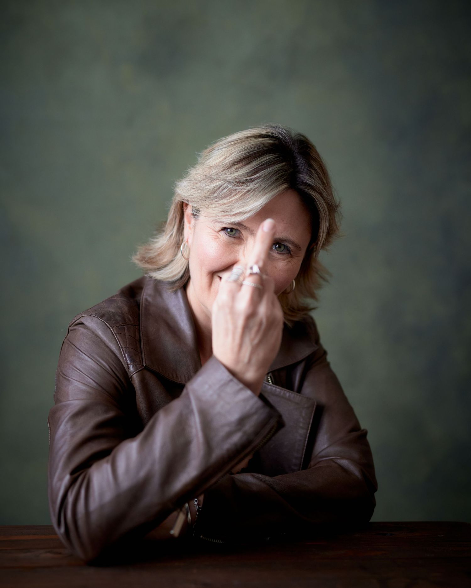 Playful and defiant outtake from a professional headshot session with Noni Lewis in Cardiff. Showing personality and character range.