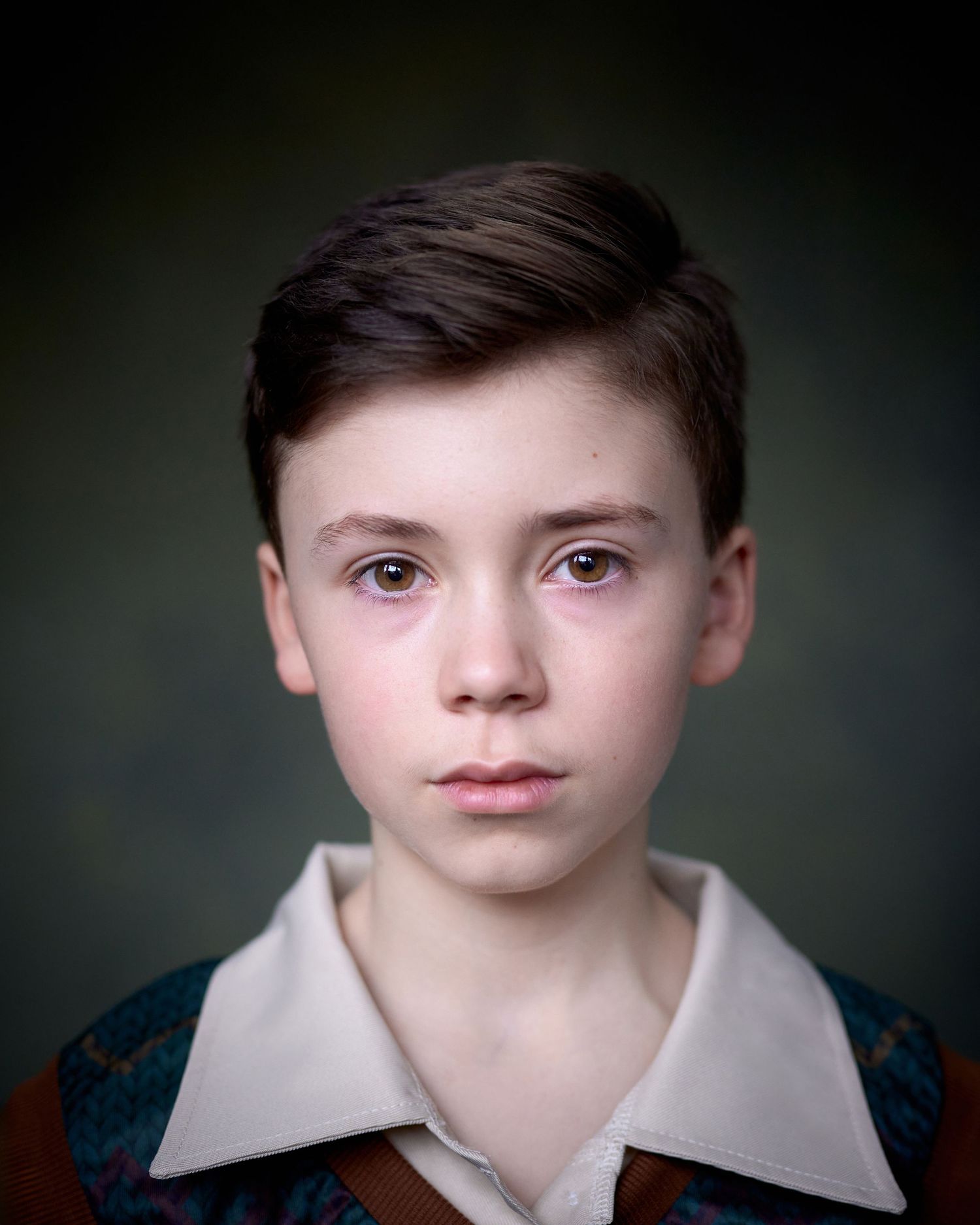 High-end period drama headshot for a child actor, shot at a Cardiff photography studio by Geraint Todd.