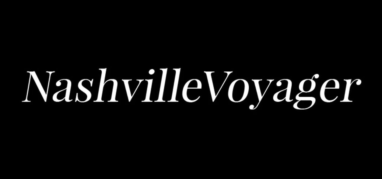 Black and white text logo design for Nashville Voyager publication.