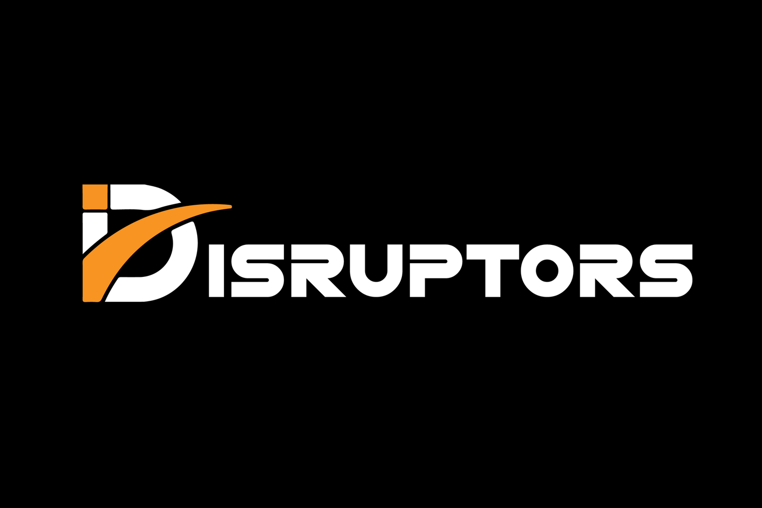 Black and white logo design for Disruptors brand with bold typography.