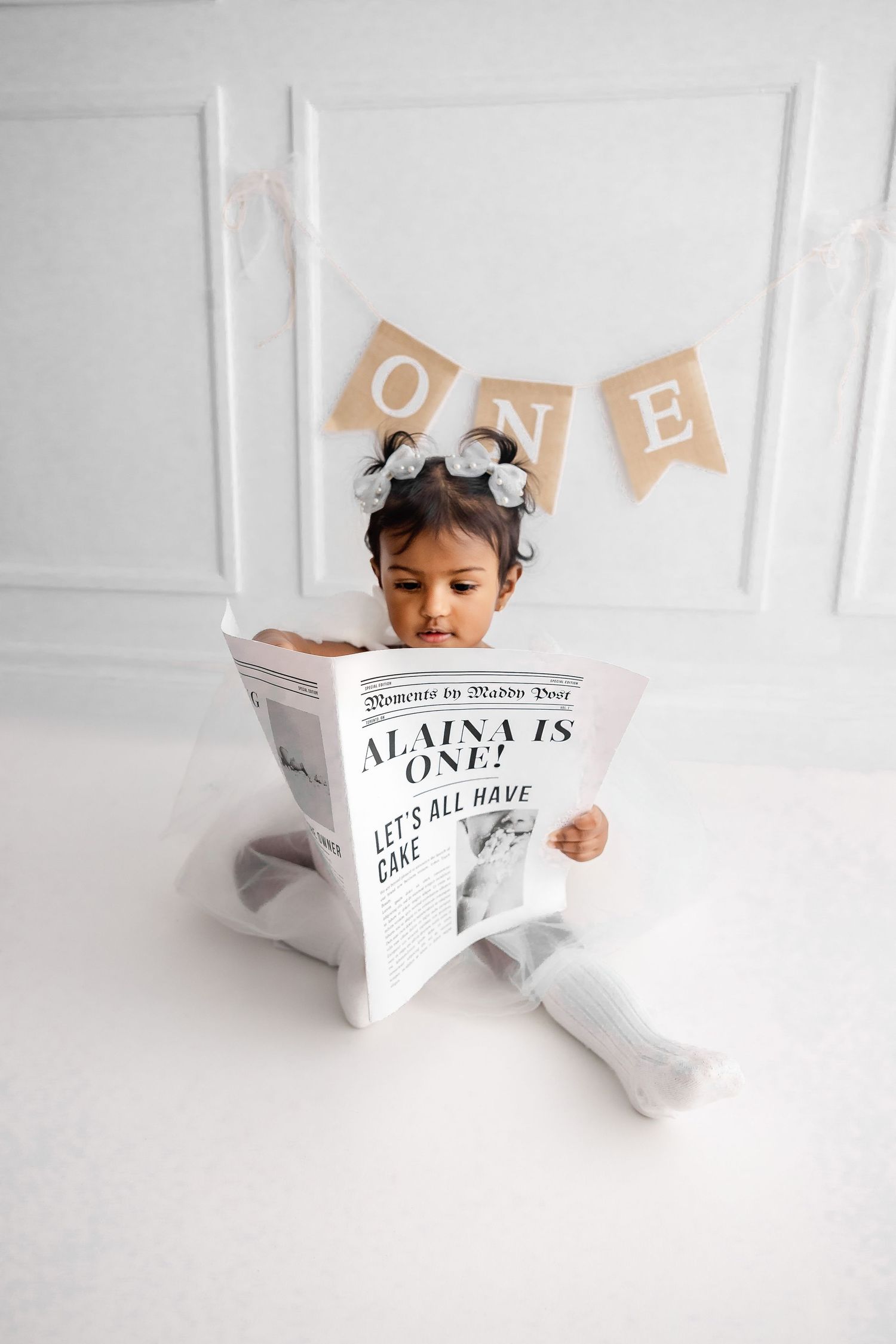 first birthday announcement baby girl