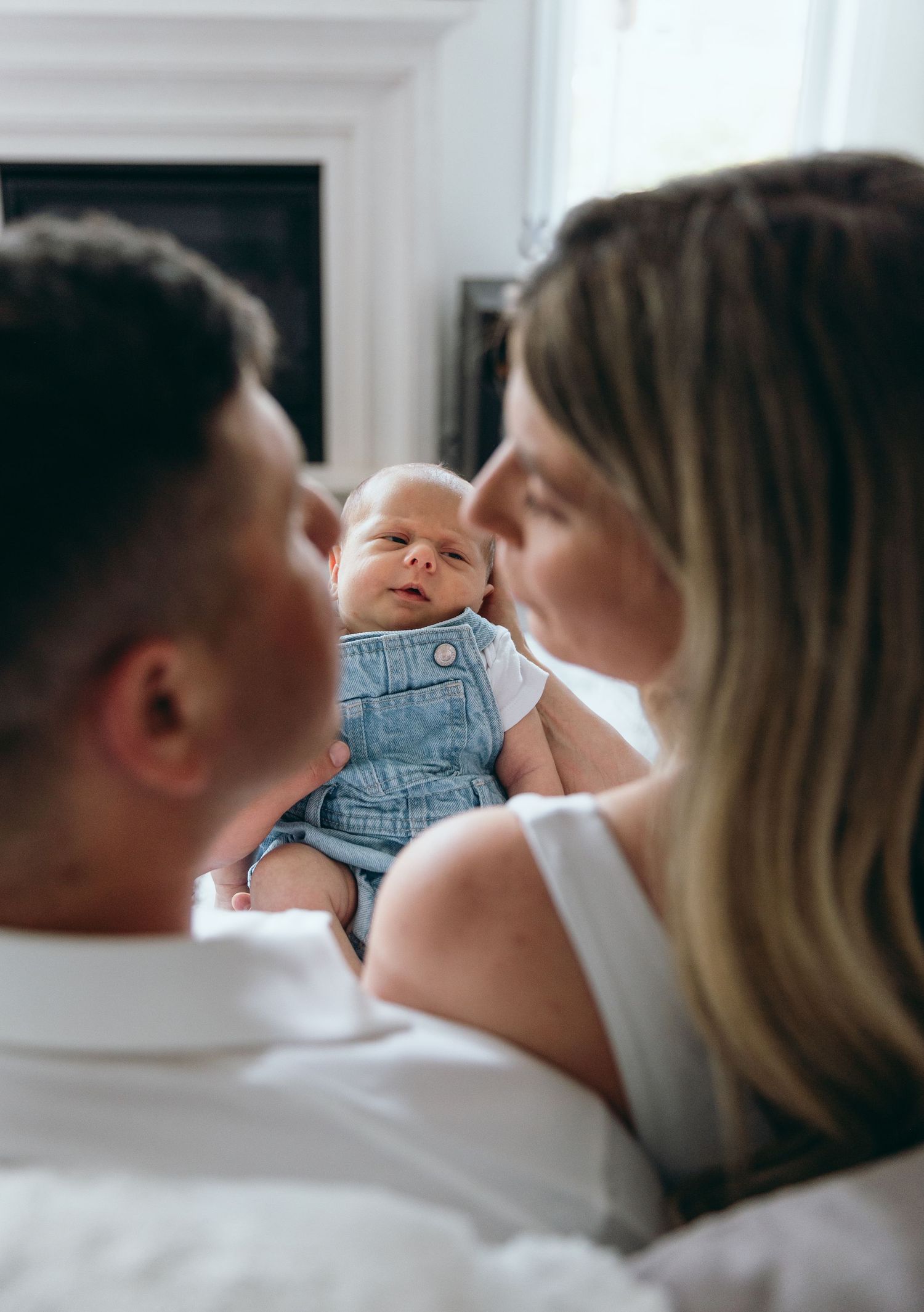 An intimate family portrait showing close connection and affection.