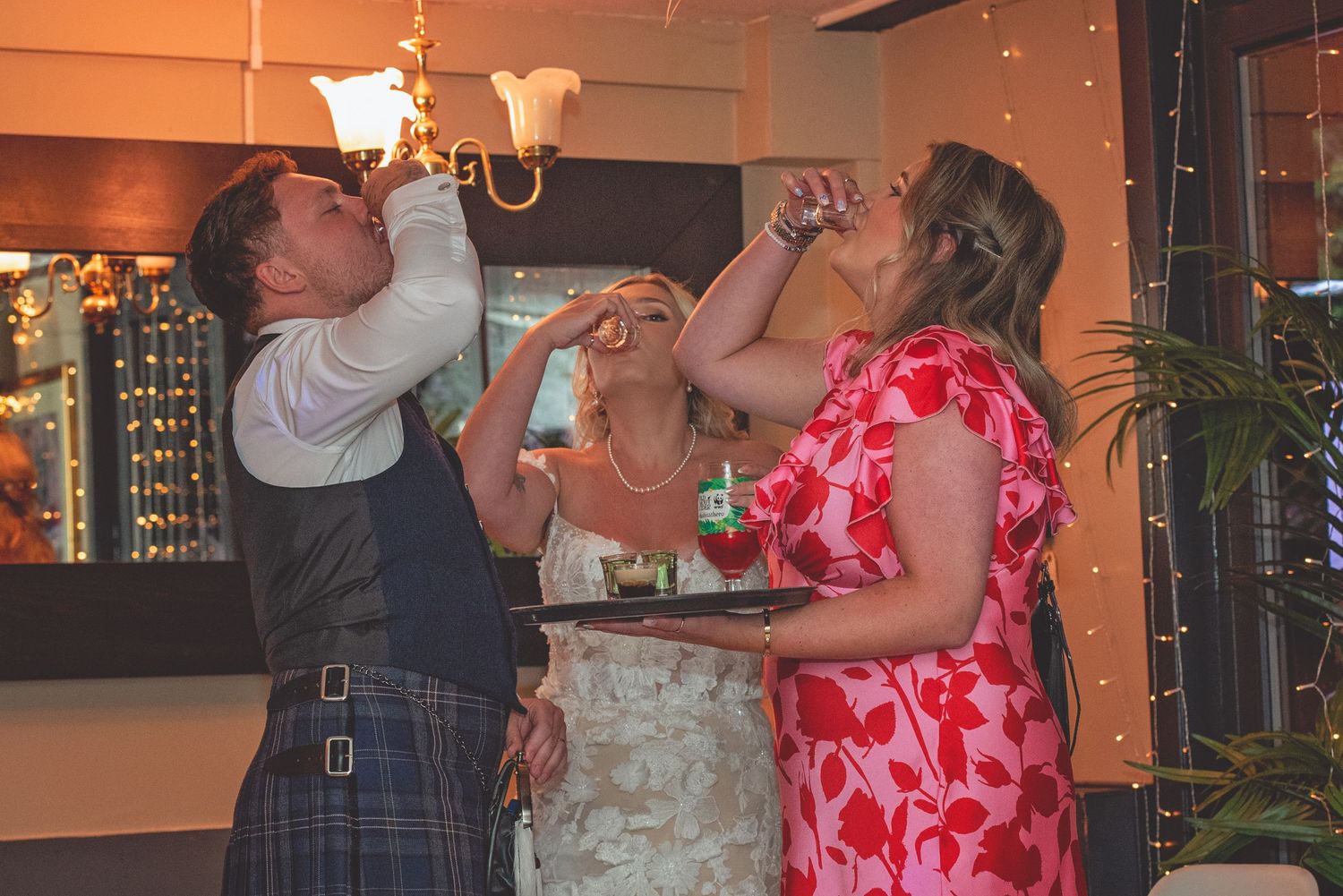 Wedding couple dancing intimately during their first dance at the reception.