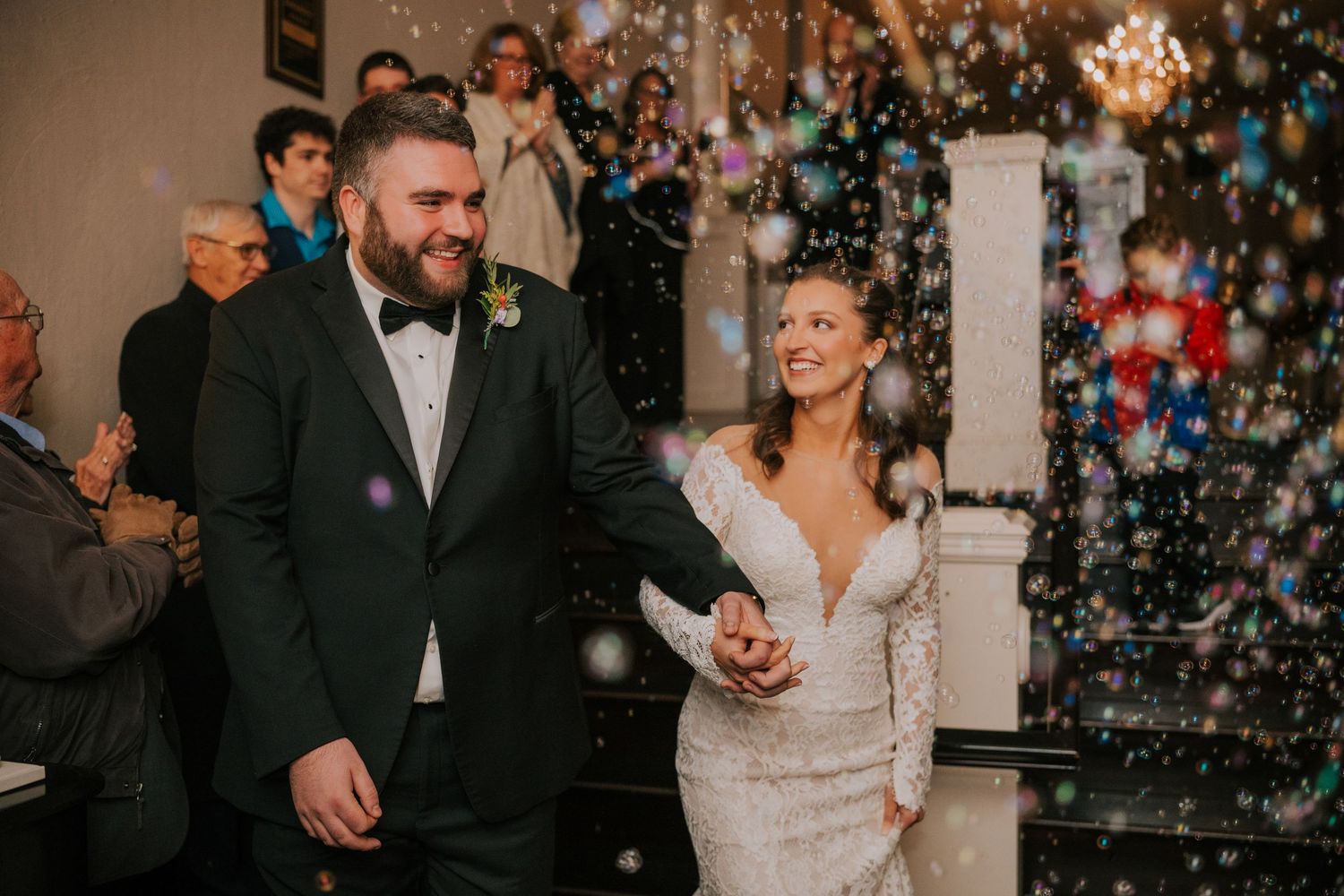 Wedding celebration with sparklers creating a magical atmosphere during the reception.