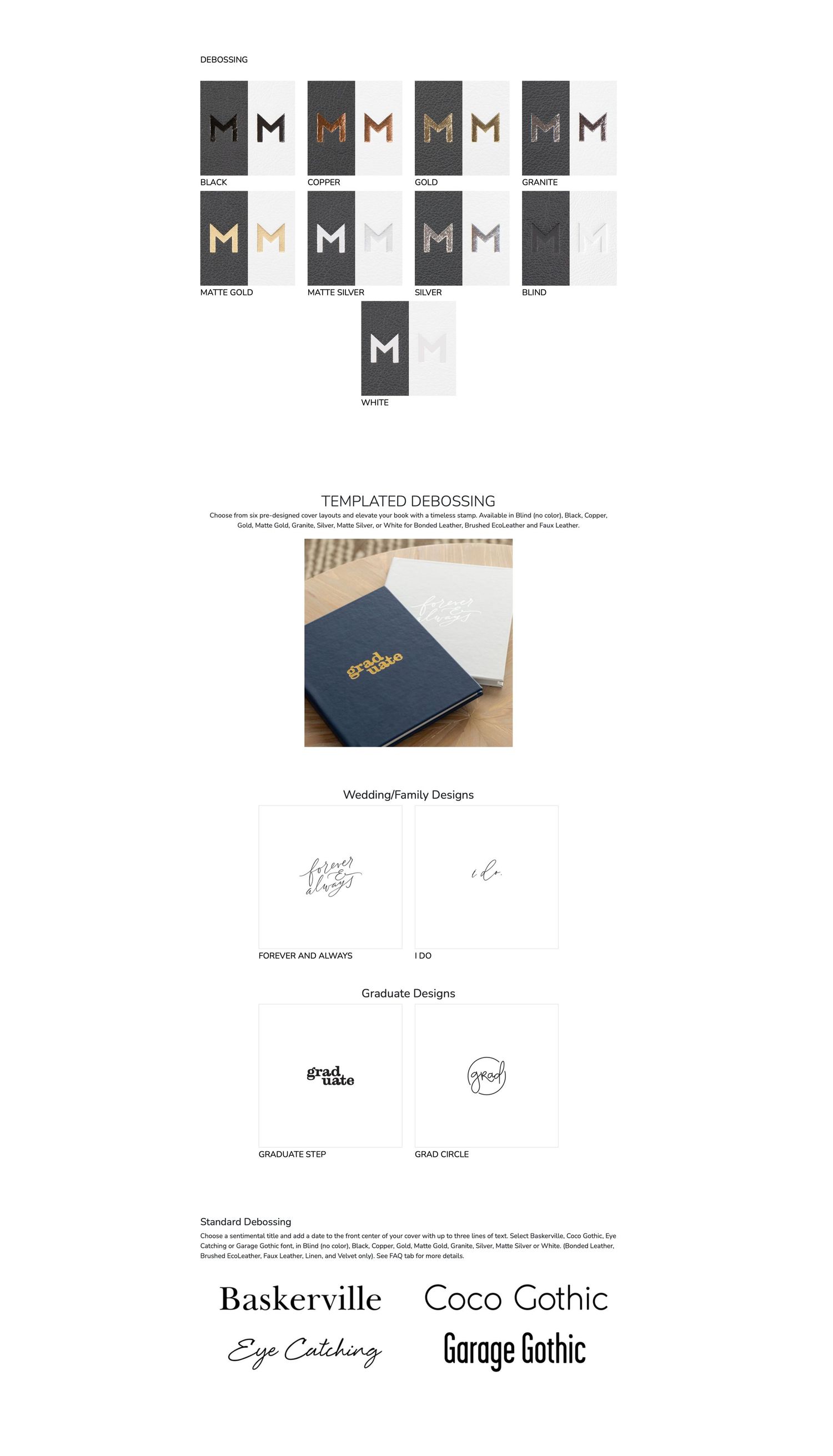 Design style guide showing brand typography, logo variations, and font choices including Baskerville and Coco Gothic.