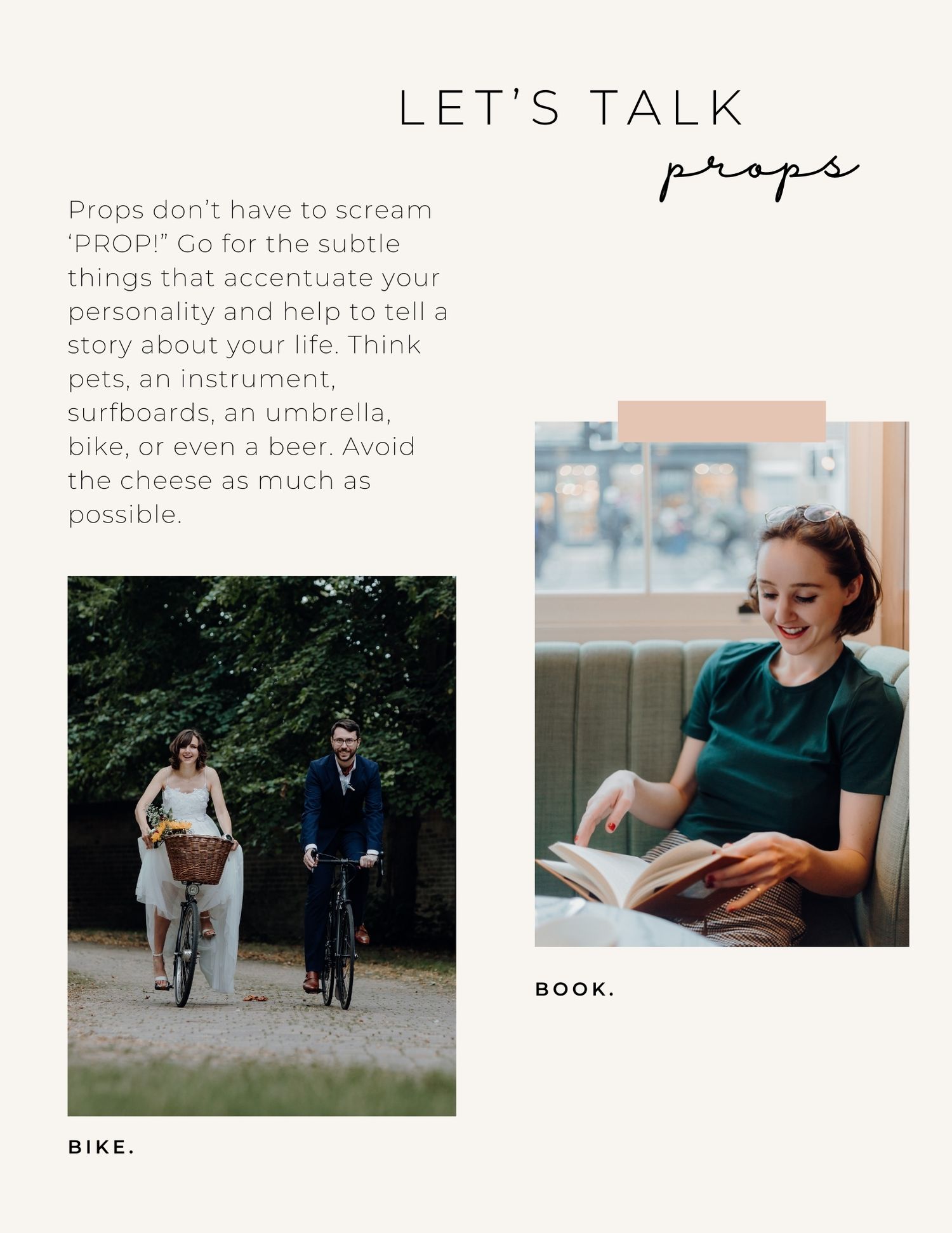 A collection of lifestyle photos showing people reading books, riding bikes, and enjoying outdoor activities.