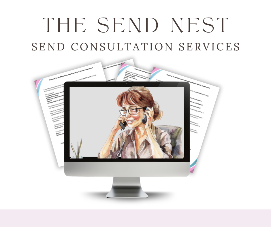 Professional consulting service branding showing a laptop, desktop computer and mobile device with modern design elements.