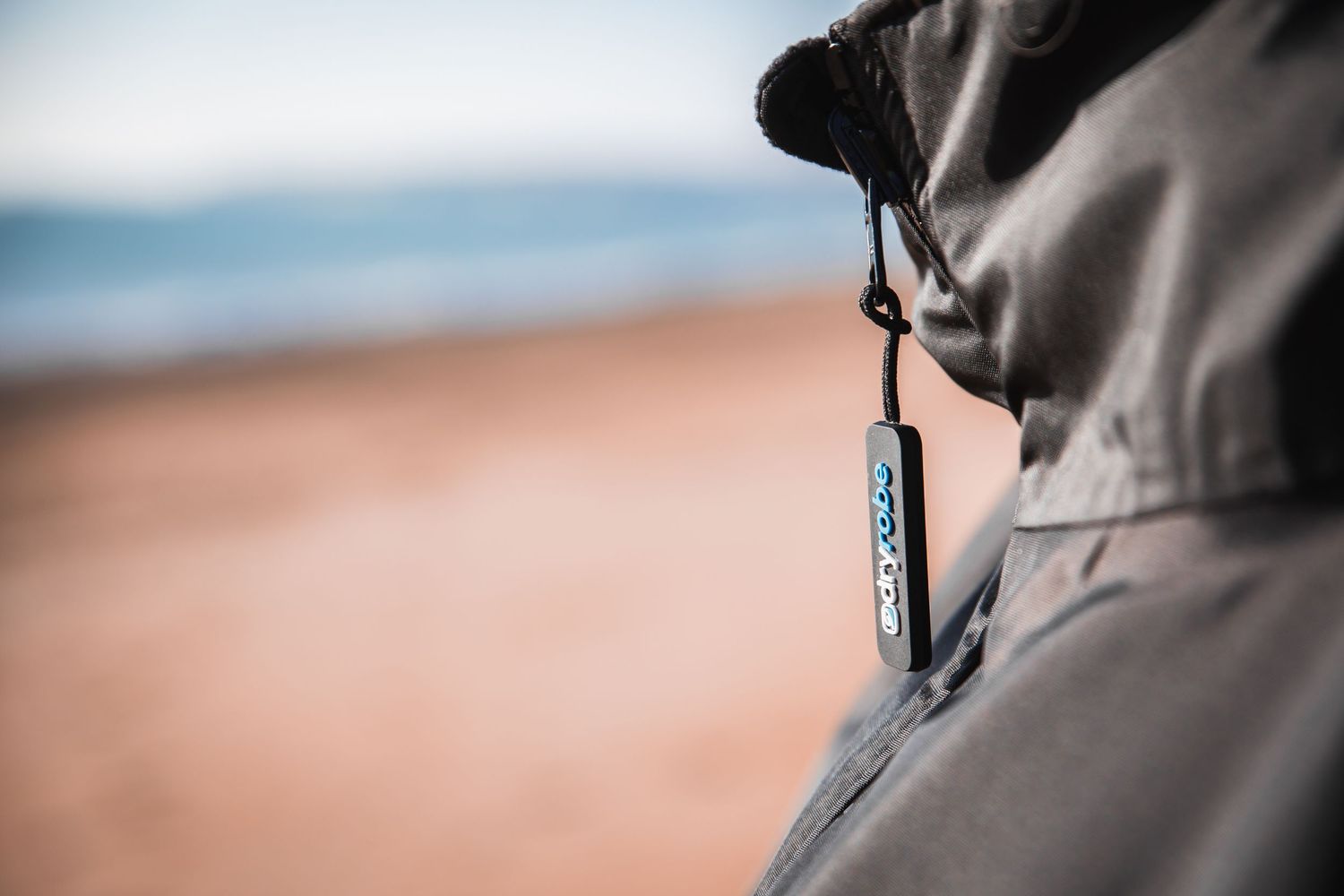 a close up photo of a dry robe zip on seaford beach