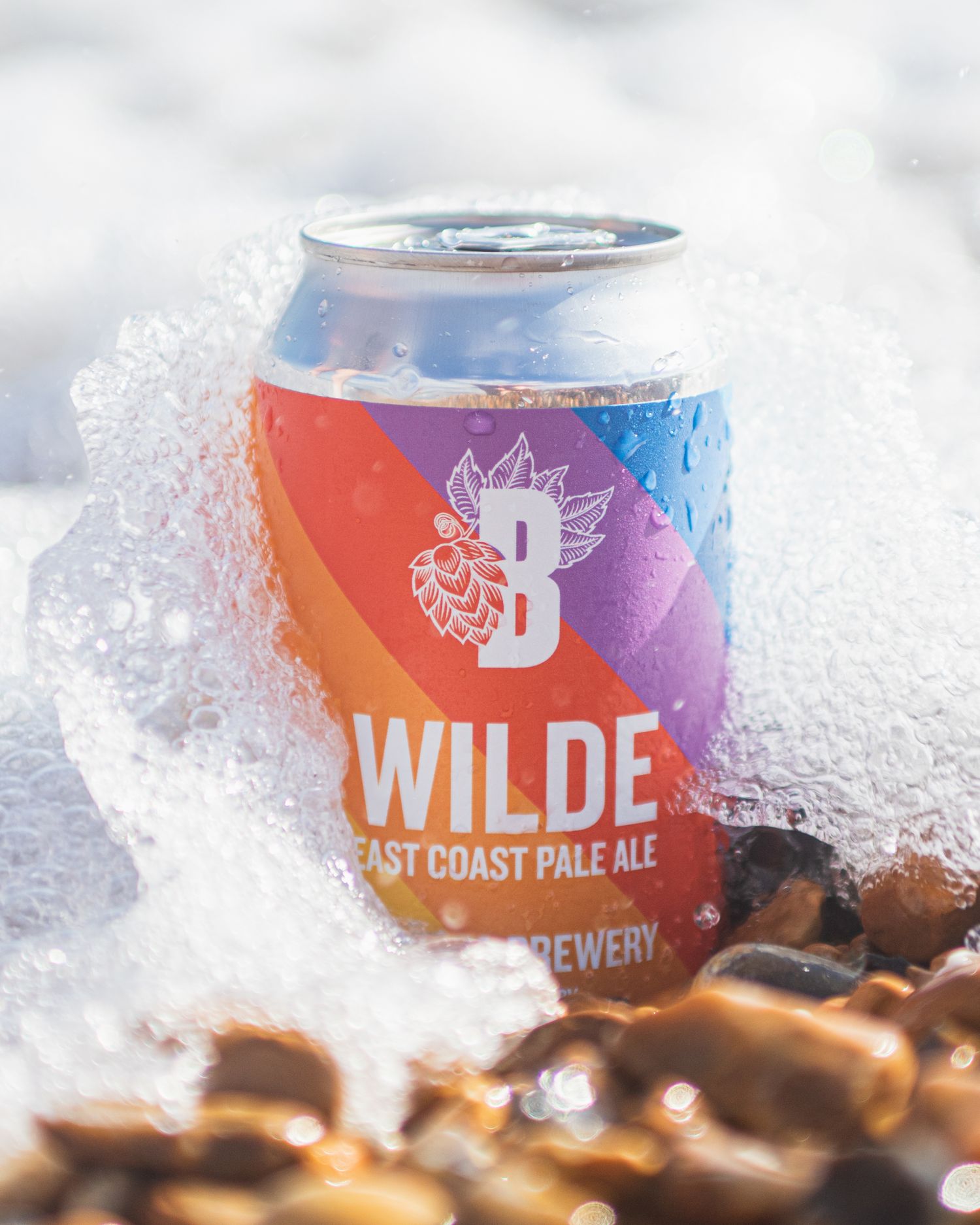 Bedlam brewery wilde pale ale beer product photography splashing in the waves