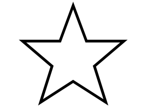 Simple black line drawing of five connected star shapes in a row.