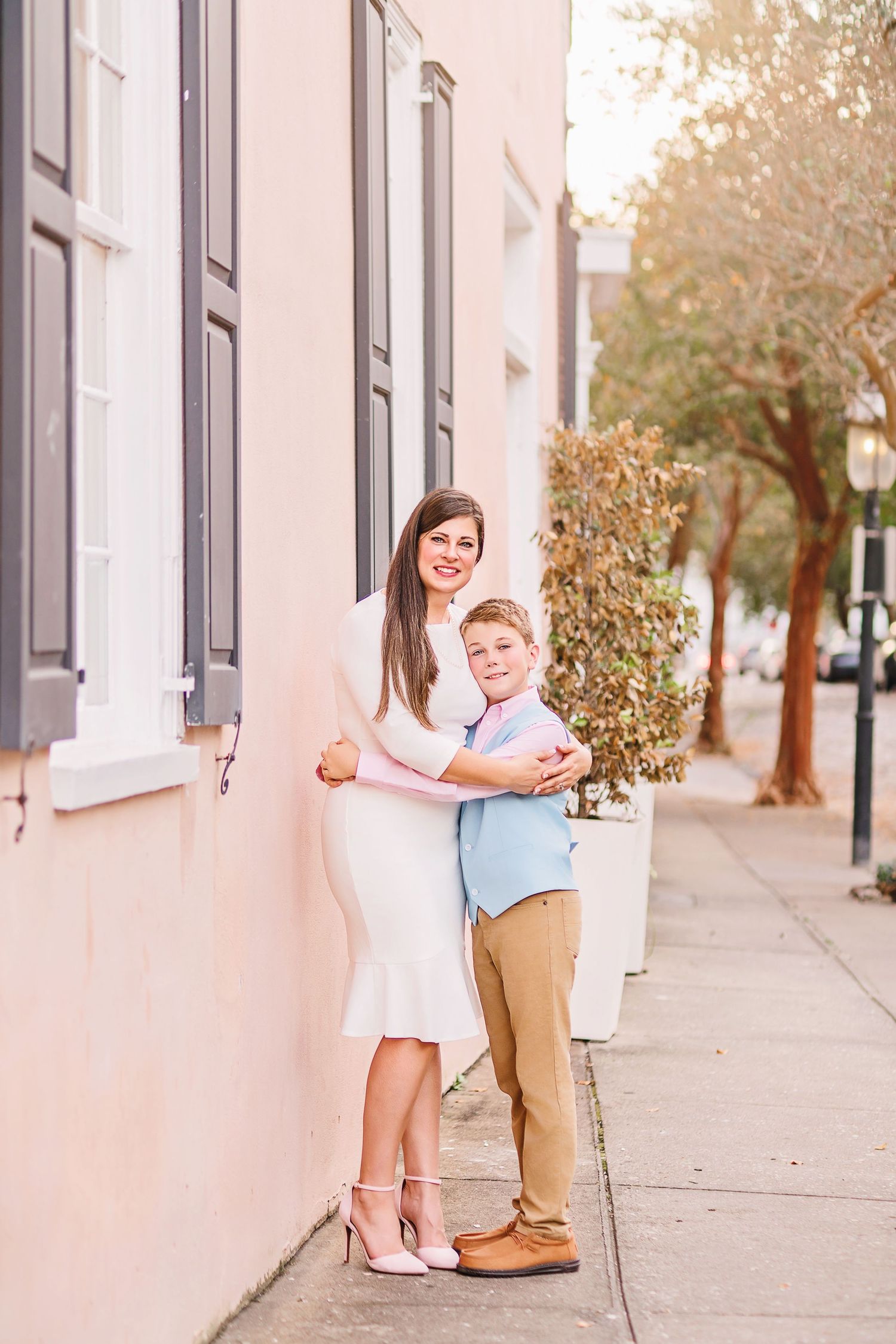 Family portrait session in Charleston South Carolina with parents and children, light-filled timeless heirloom photography
