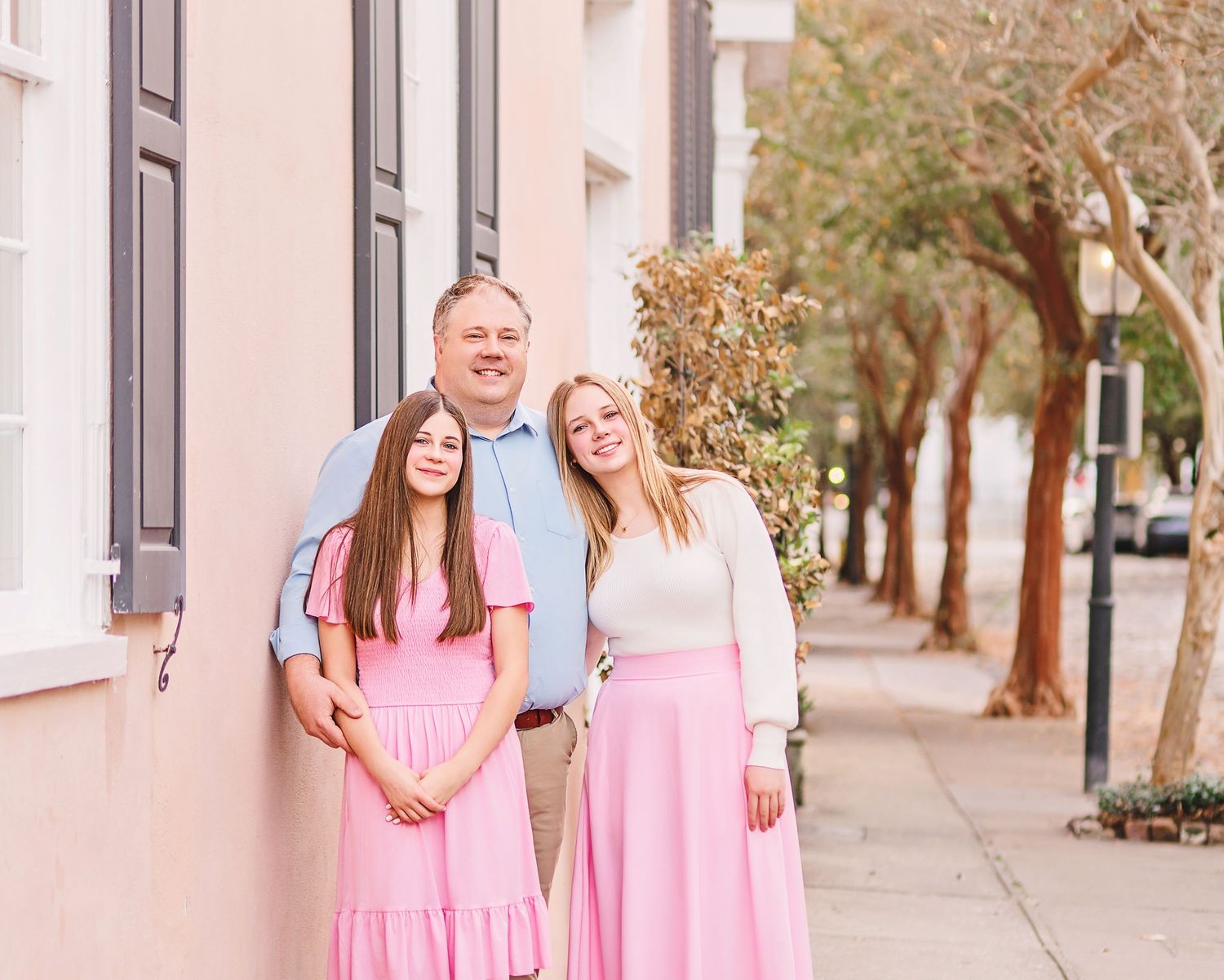 Family portrait session in Charleston South Carolina with parents and children, light-filled timeless heirloom photography