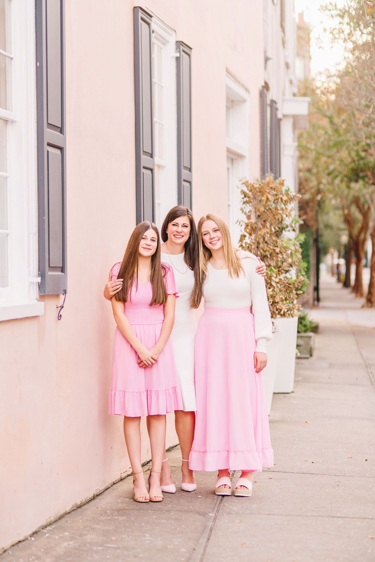 Family portrait session in Charleston South Carolina with parents and children, light-filled timeless heirloom photography