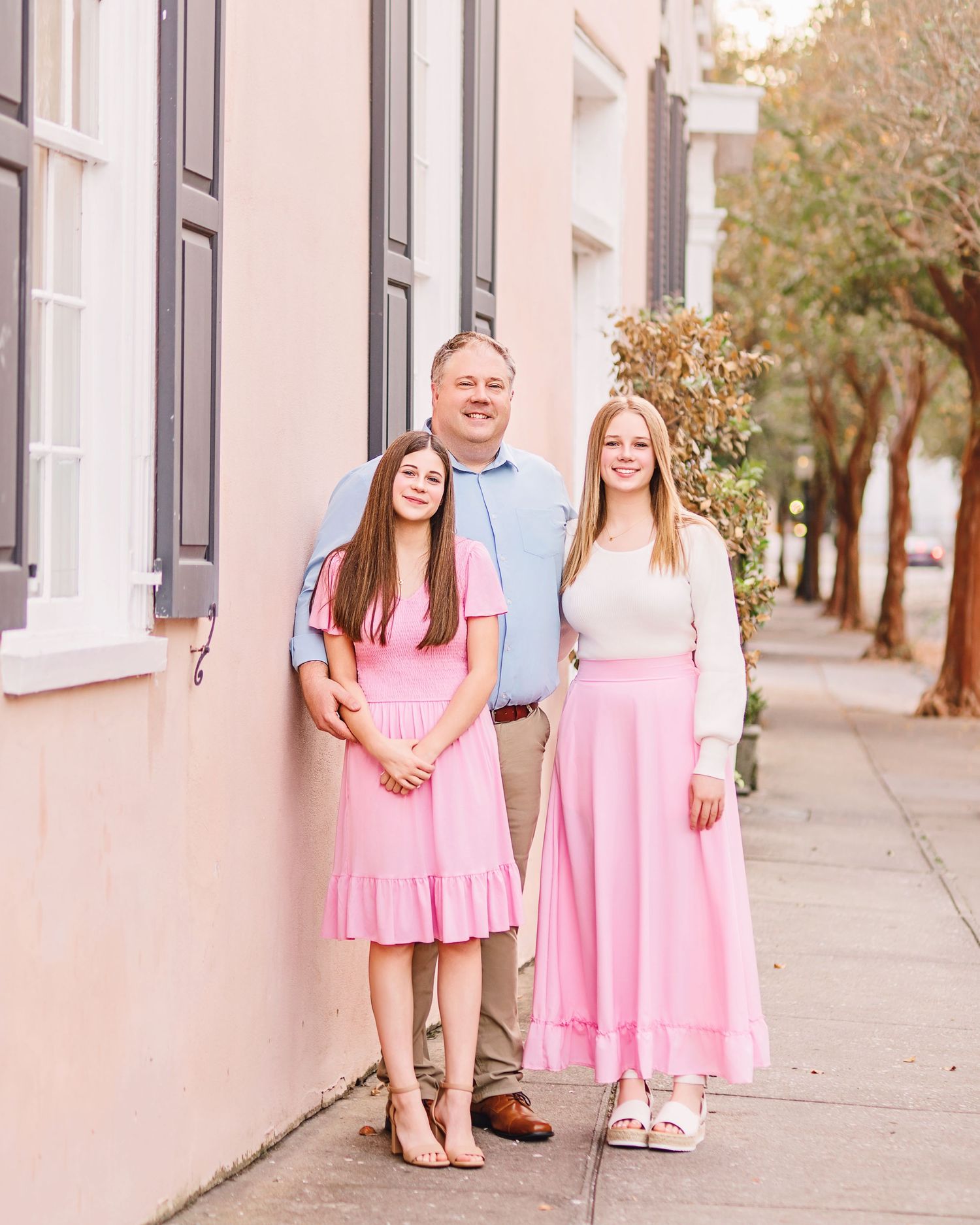 Family portrait session in Charleston South Carolina with parents and children, light-filled timeless heirloom photography