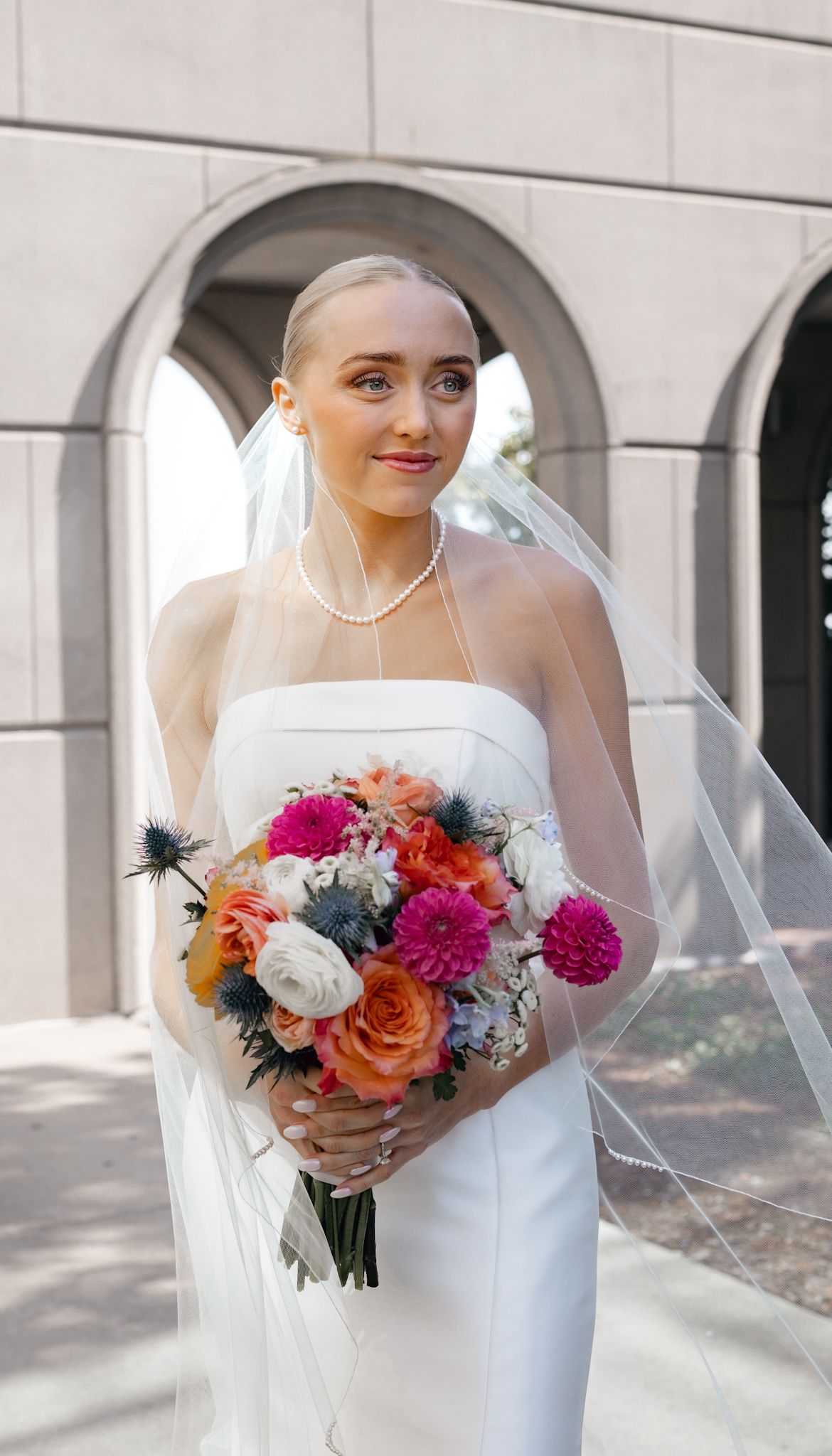 Fine art portrait of bride in true-to-color tones, captured by a luxury Chicago wedding photographer  in documentary and editorial style.