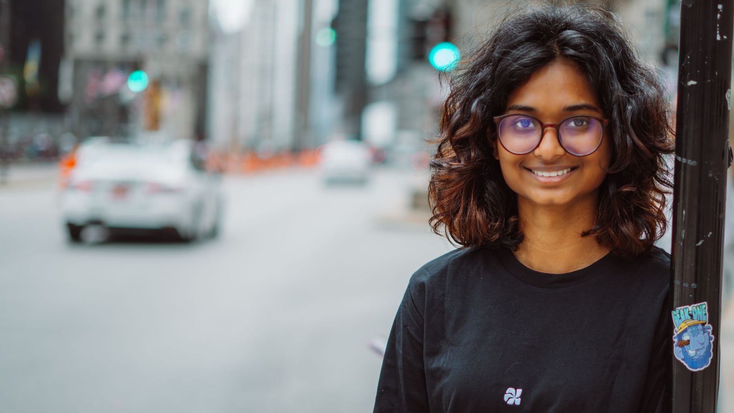 Urban portrait of a young woman on a downtown street