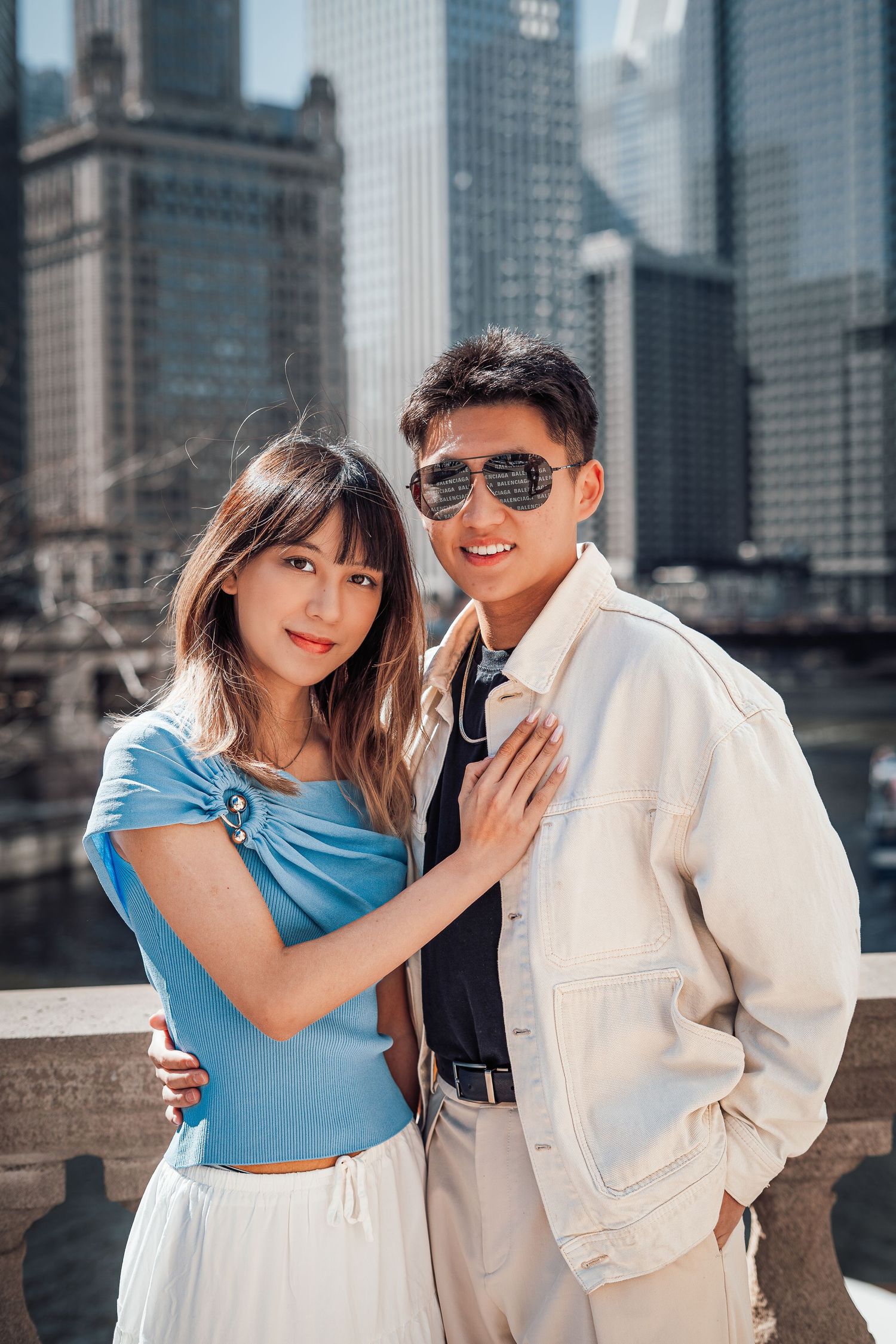 Couple posing together in the city, urban couples photography