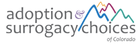 Adoption and Surrogacy Choices of Colorado logo with colorful mountain peaks design.