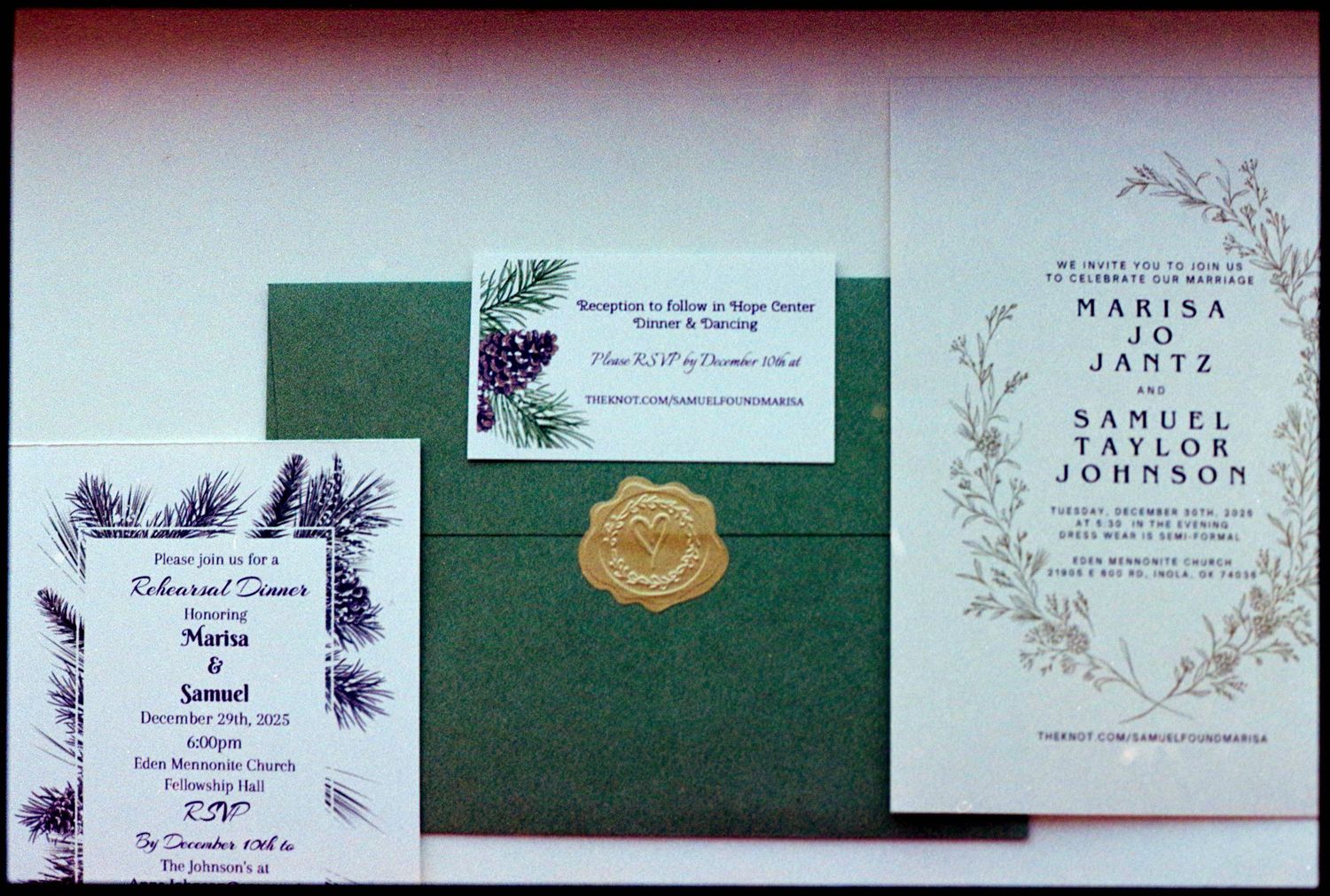 ©AnnaVonRiesenPhotography Wedding Photography | Film Color image of the invitation suite.