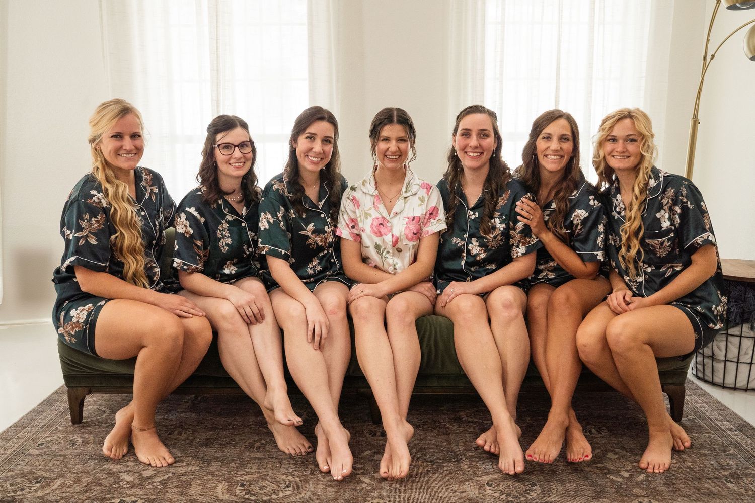 ©AnnaVonRiesenPhotography Wedding Photography | Color image of the bridesmaids in their pjs.