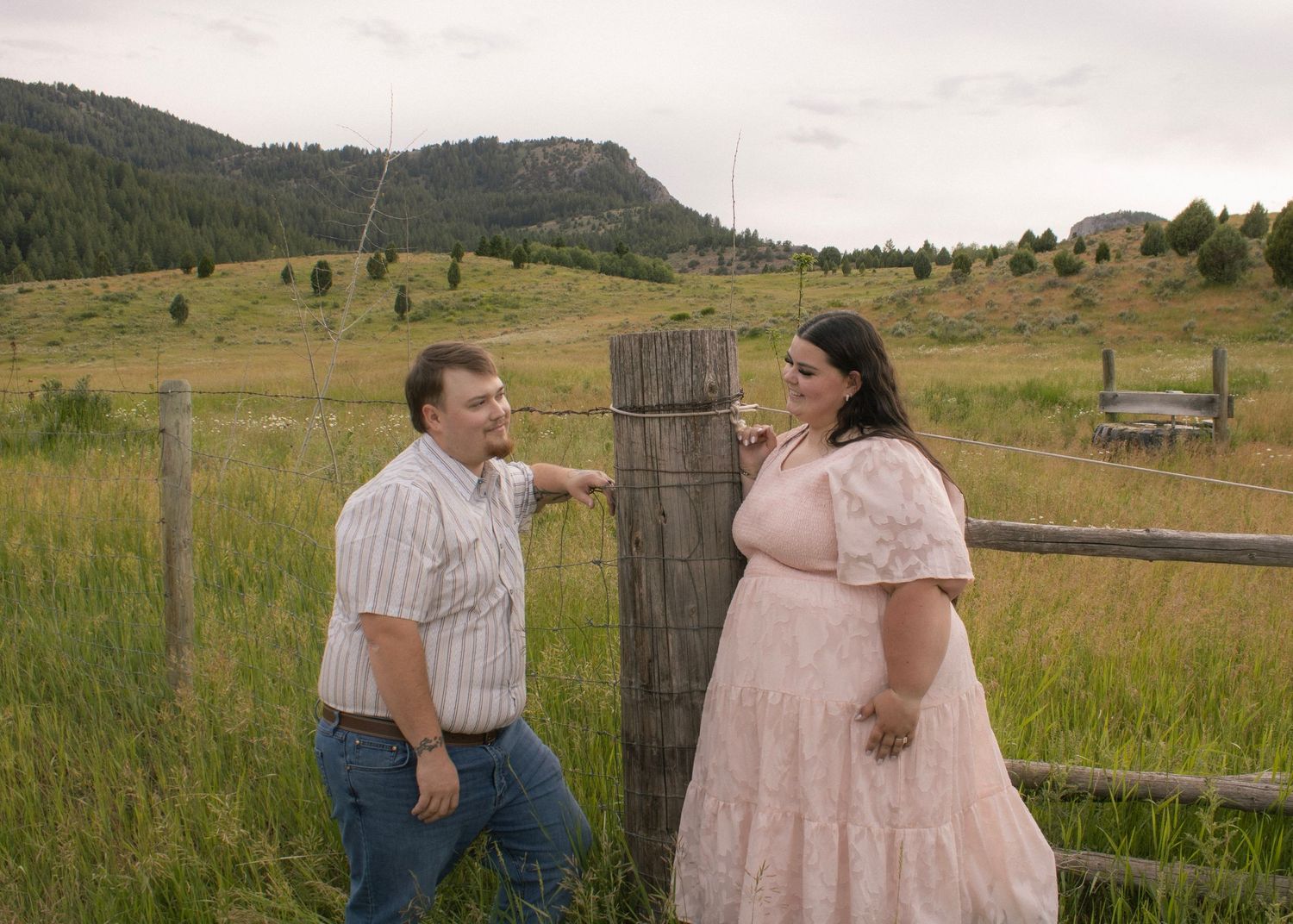 Couple lovingly looking at each other after ceremony