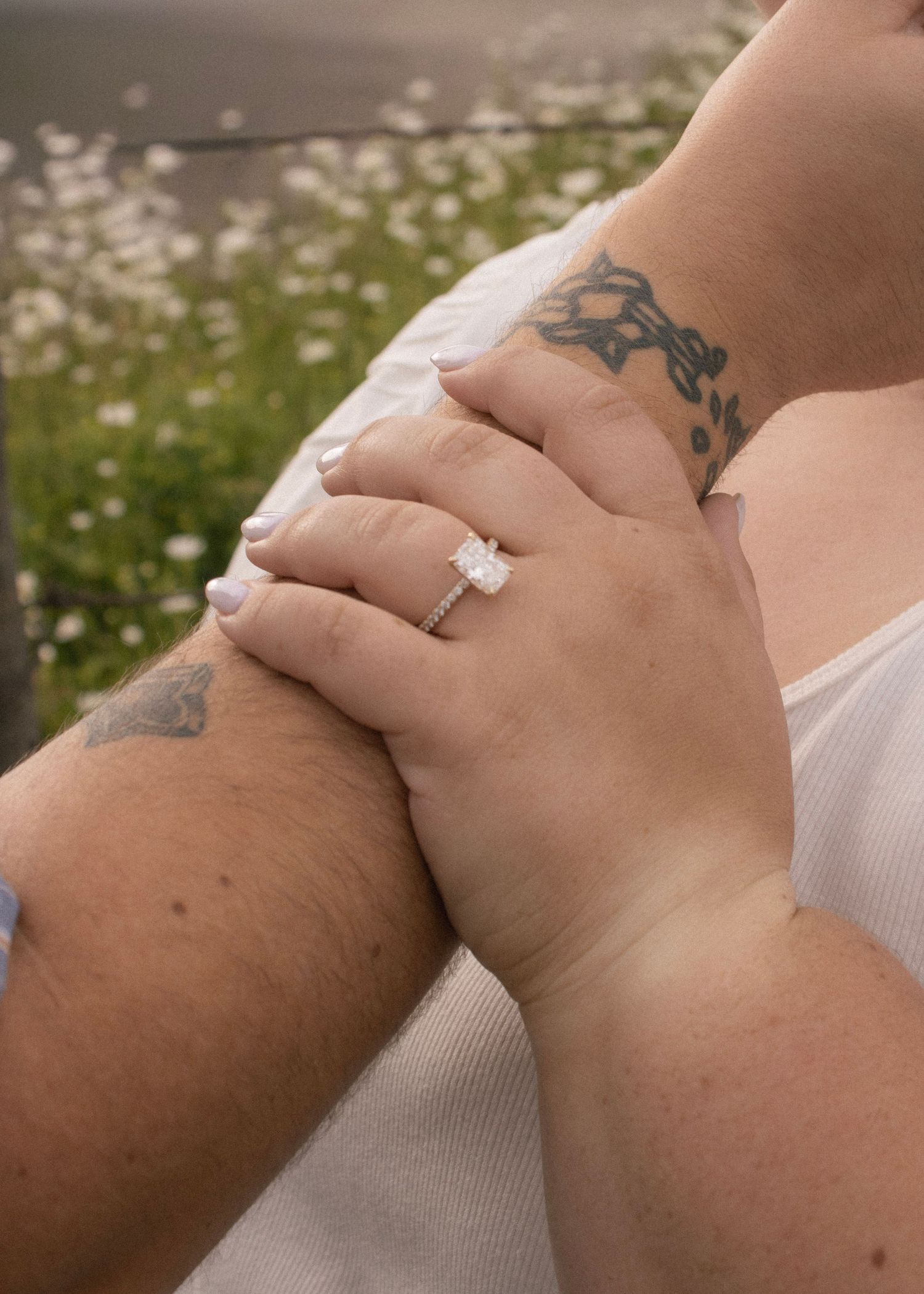 Engagement in flower field