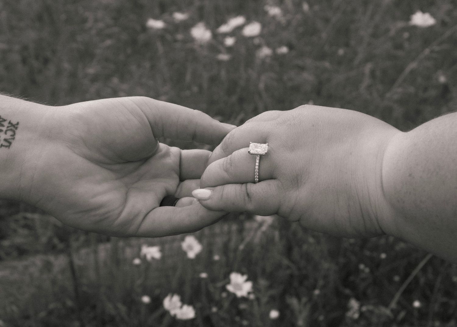 Engagement in flower field