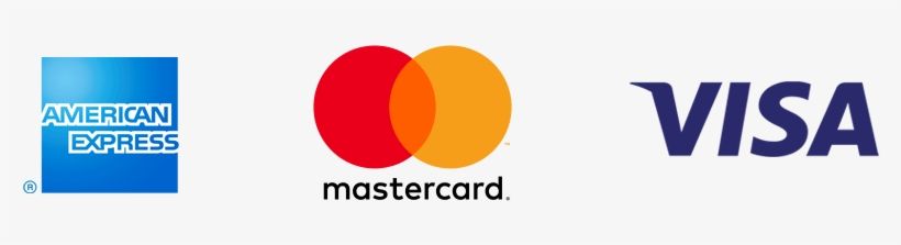 American Express, Mastercard, and Visa credit card logos displayed on a white background.