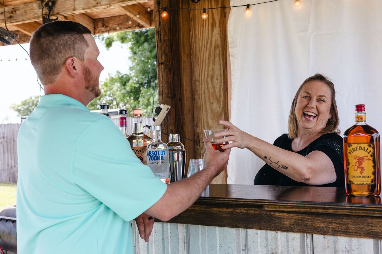 Branding photography session for mobile bar company in Florida showcasing professional event and service setup