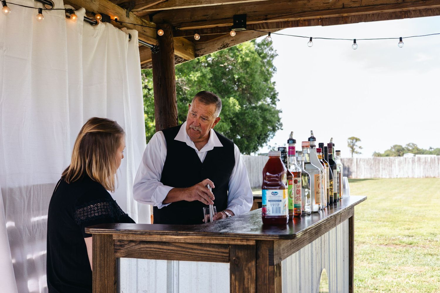 Branding photography session for mobile bar company in Florida showcasing professional event and service setup