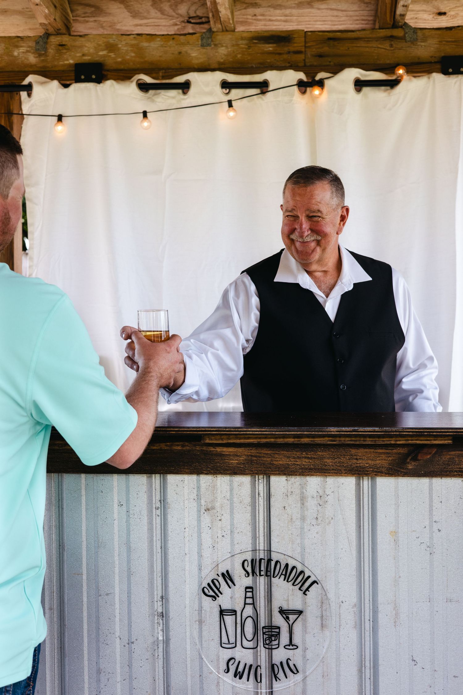 Branding photography session for mobile bar company in Florida showcasing professional event and service setup