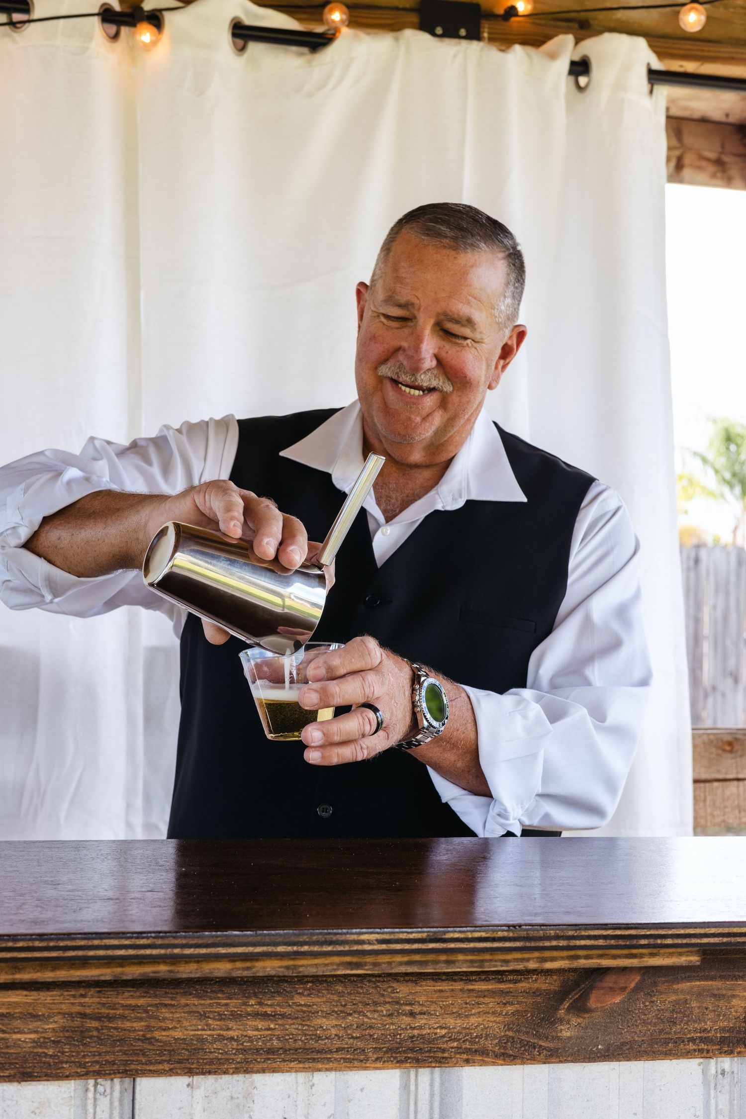 Branding photography session for mobile bar company in Florida showcasing professional event and service setup