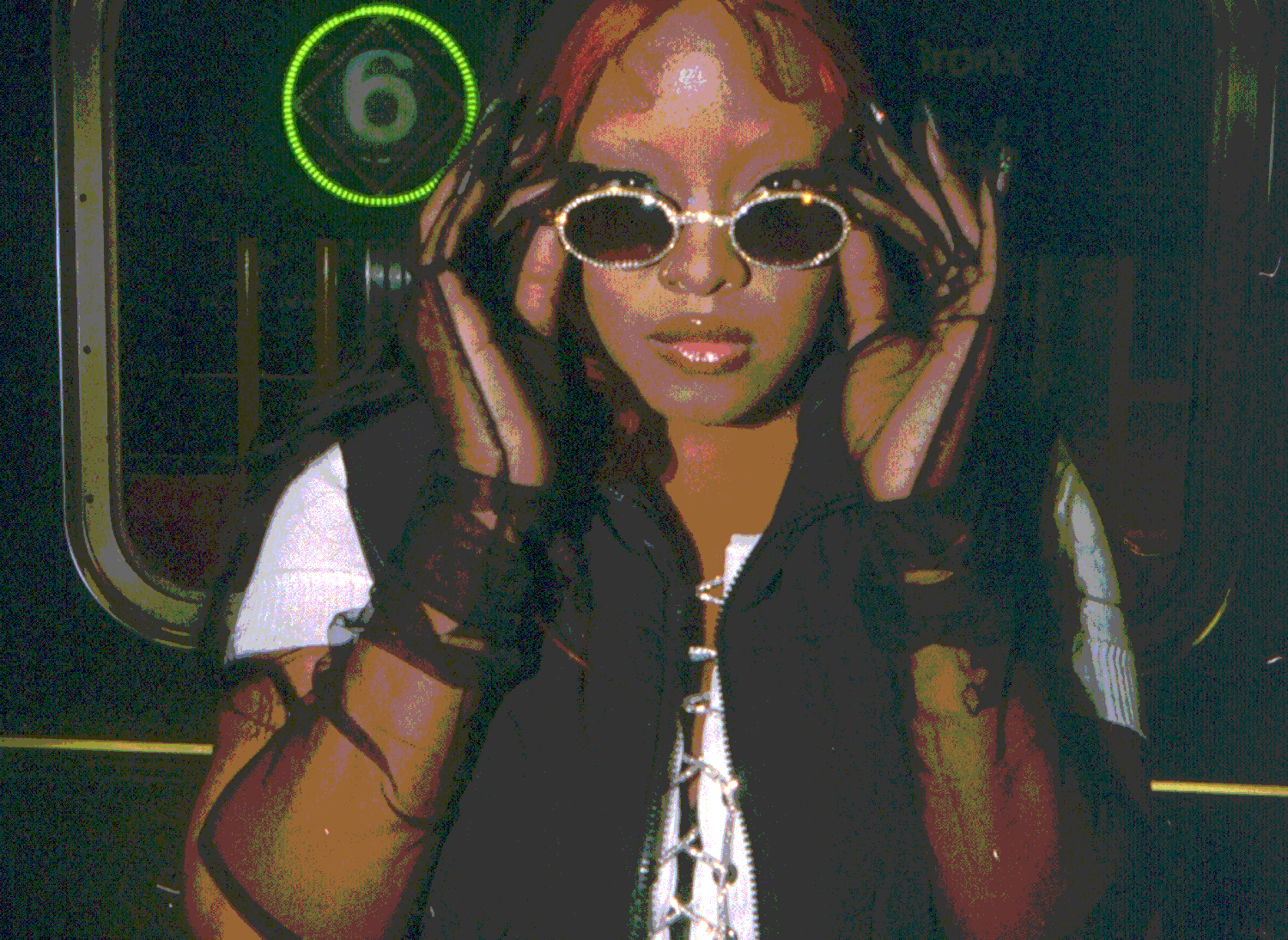 singer Rocky Snyda in front of 6 train in NYC just before her show Free Swipe photographed by Jade Strong