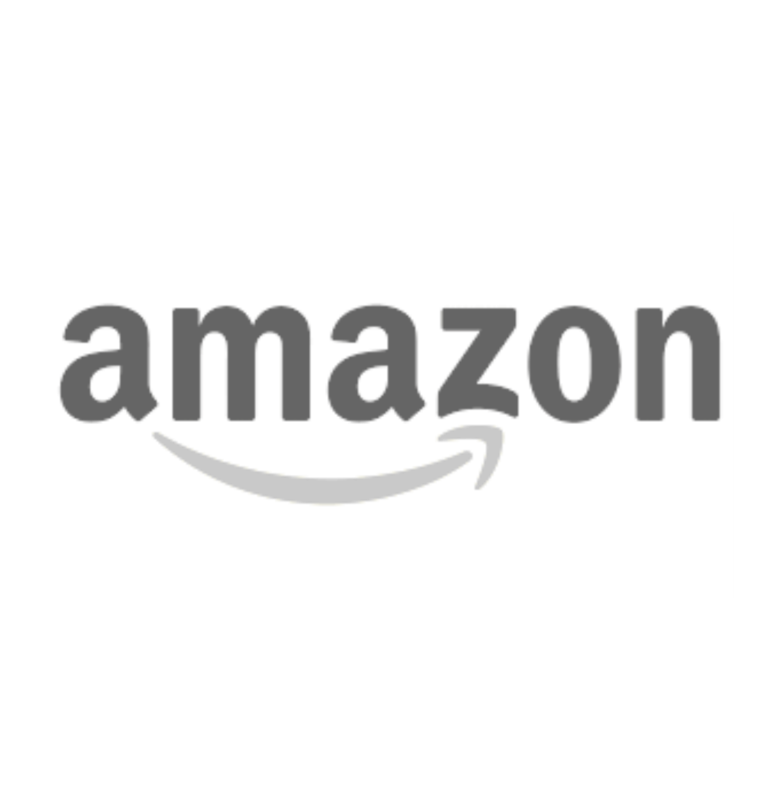 Amazon company logo featuring signature smile arrow design in grayscale.