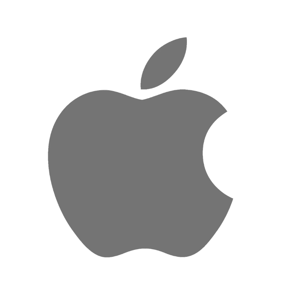 Evolution of the Apple logo shown in gray silhouettes.