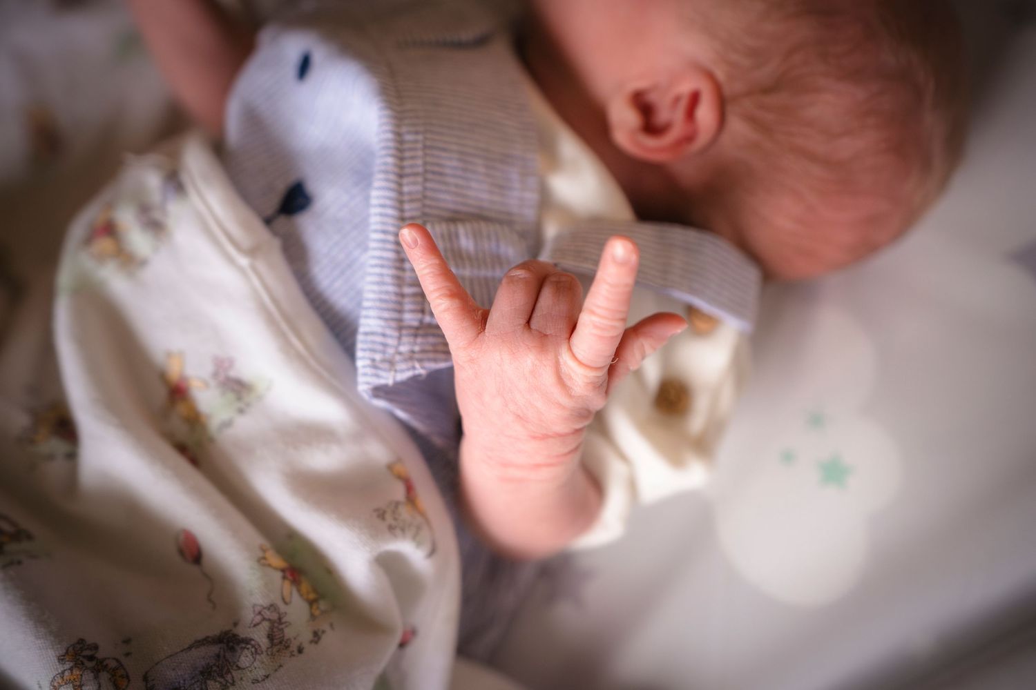 Tiny newborn hands at an in home newborn session with shorely a memory, Kent.