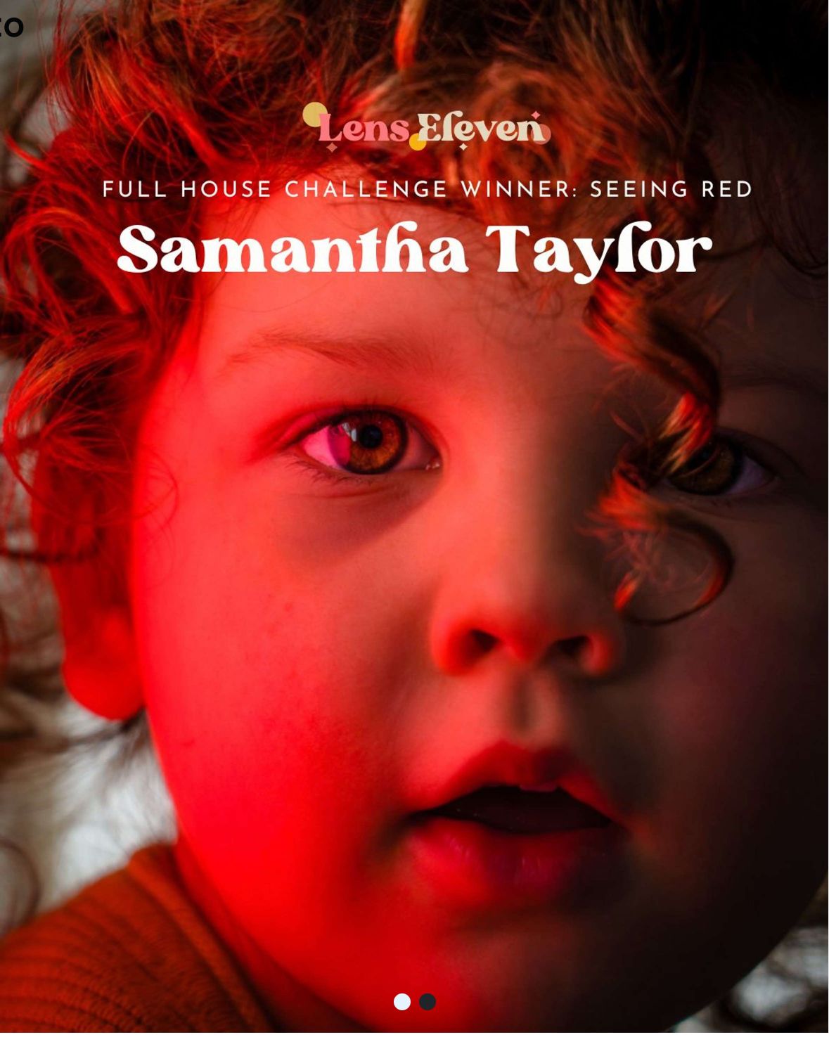 Award for Seeing Red theme of a portrait of a curly haired girl with the reflection of a red light on her face