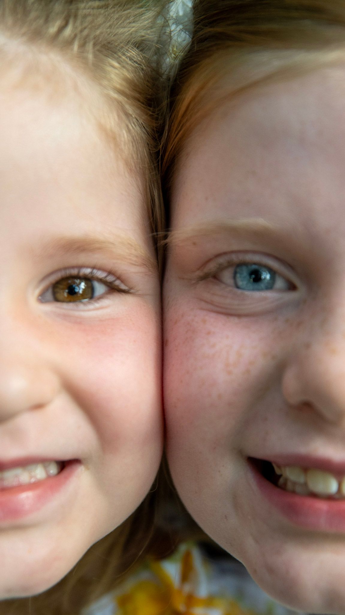 Close-up sequence showing joyful expressions and smiles in natural lighting.