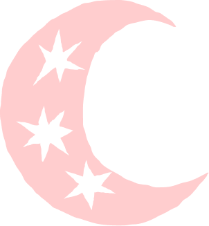 Light pink crescent moons and stars forming a decorative horizontal border pattern.