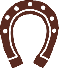 Brown horseshoe icon with decorative nail holes around the edge.