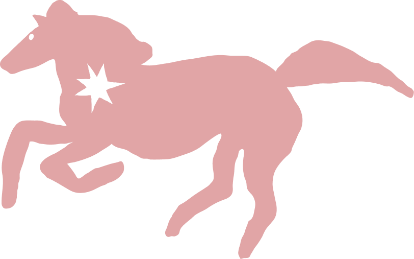 Pink silhouettes of dinosaurs in a decorative border pattern with stars and moons.
