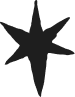 Black geometric star shapes arranged in a simple linear pattern.