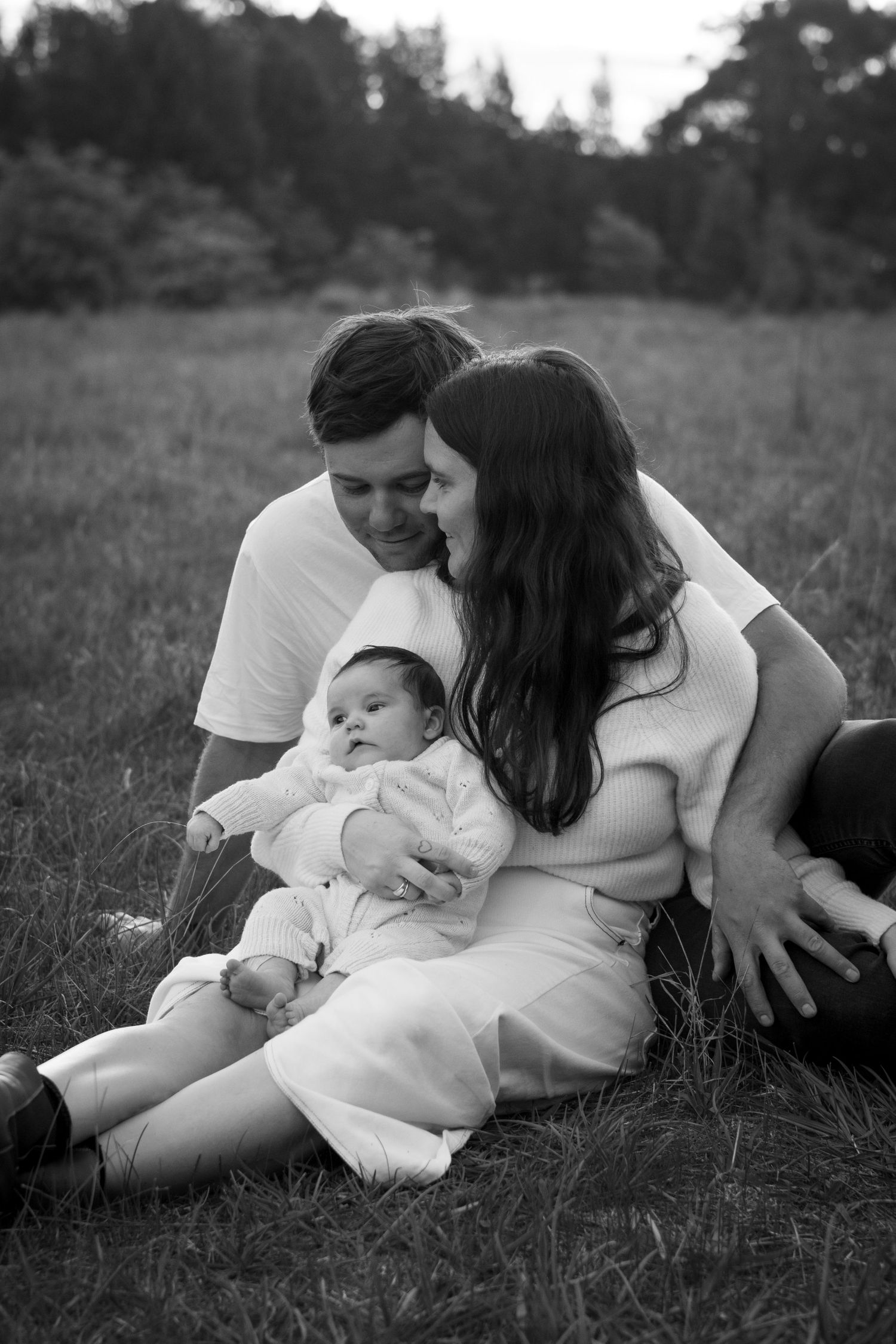 Black and white baby photography session outdoors Wagga Wagga