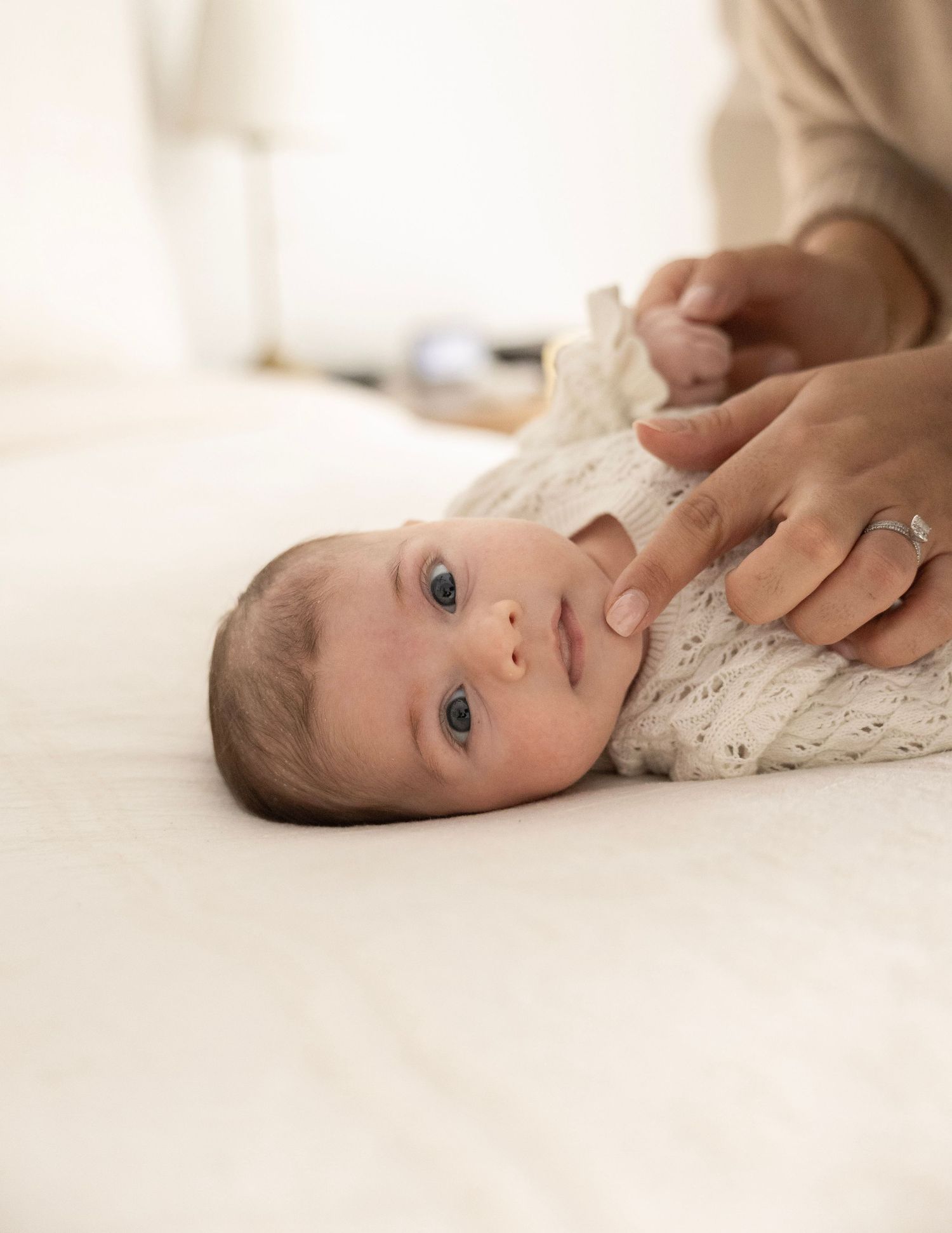 newborn home photography session western adelaide baby looking at camera